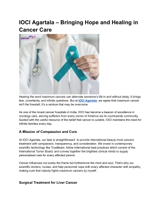 IOCI Agartala – Bringing Hope and Healing in Cancer Care