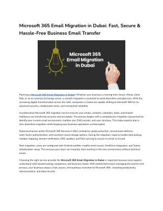 Microsoft 365 Email Migration in Dubai_ Fast, Secure & Hassle-Free Business Email Transfer