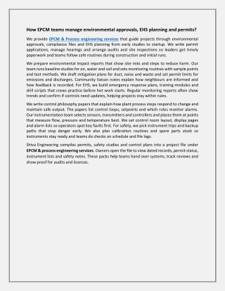 How EPCM teams manage environmental approvals, EHS planning and permits