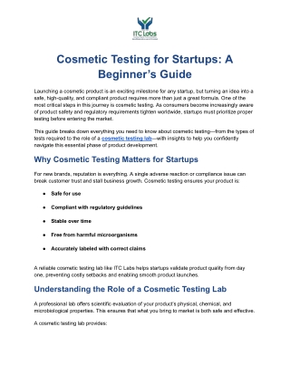 Cosmetic Testing for Startups: A Beginner’s Guide