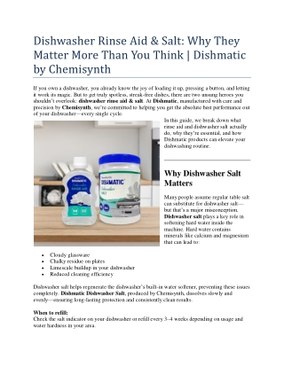 The Ultimate Guide to Using Dishwasher Rinse Aid & Salt Correctly