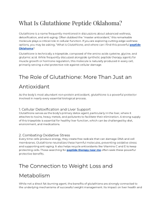 E2 - What Is Glutathione Peptide Oklahoma