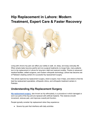 Hip Replacement in Lahore_ Modern Treatment, Expert Care & Faster Recovery