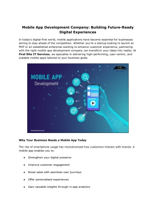Top Mobile App Development Company | First Rite IT Services