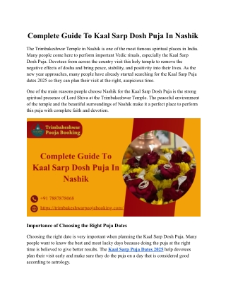 Complete Guide To Kaal Sarp Dosh Puja In Nashik