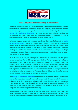 Your Complete Guide to Rooftop AC Installation