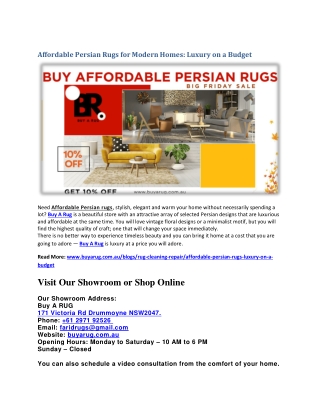 Affordable Persian Rugs for Modern Homes