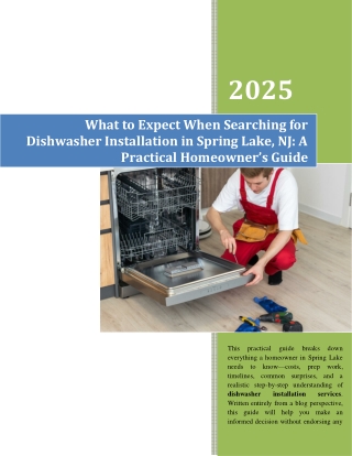 What to Expect When Searching for Dishwasher Installation in Spring Lake NJ