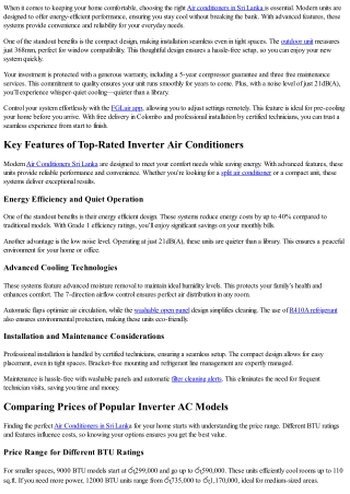 Top-Rated Inverter Air Conditioners in Sri Lanka – Aiken.lk Review