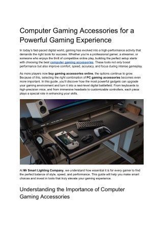 Computer Gaming Accessories for a Powerful Gaming Experience