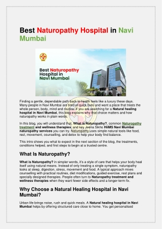 Best Naturopathy Hospital in Navi Mumbai