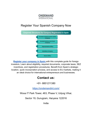 Register Your Spanish Company Now