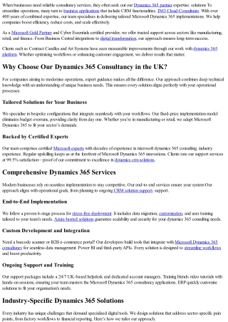 INO Cloud Consultants Dynamics 365 consultancy UK