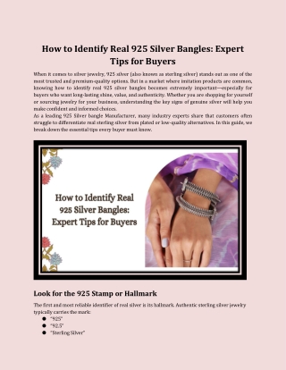 How to Identify Real 925 Silver Bangles_ Expert Tips for Buyers