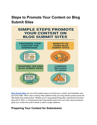 Steps to Promote Your Content on Blog Submit Sites