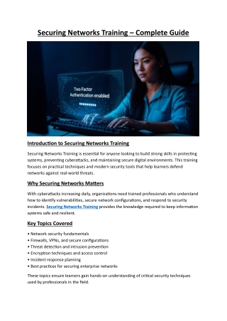 Securing Networks Training by SNDC Learning