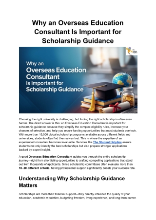 Why an Overseas Education Consultant Is Important for Scholarship Guidance