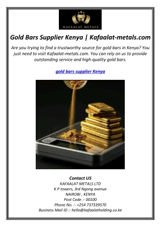 Gold Bars Supplier Kenya | Kafaalat-metals.com
