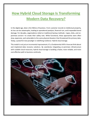 How Hybrid Cloud Storage Is Transforming Modern Data Recovery