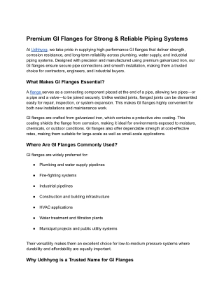 Premium GI Flanges for Strong & Reliable Piping Systems