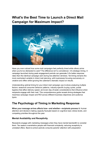 What's the Best Time to Launch a Direct Mail Campaign for Maximum Impact_