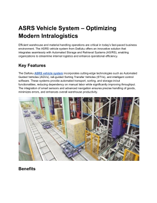 ASRS Vehicle System  _ Daifuku