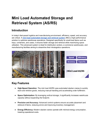 Mini Load Automated Storage And Retrieval System  _ Daifuku