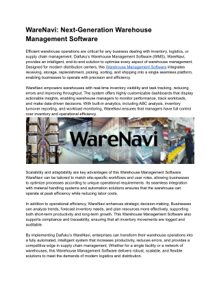 Warehouse Management Software  _ Daifuku