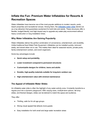 Inflate the Fun_ Premium Water Inflatables for Resorts & Recreation Spaces