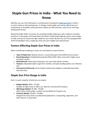 Staple Gun Prices in India - What You Need to Know
