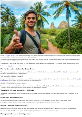 Private Tour Guide Sri Lanka | Expert Local Guides