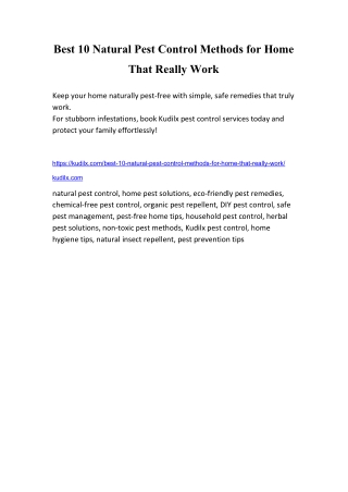 Best 10 Natural Pest Control Methods for Home That