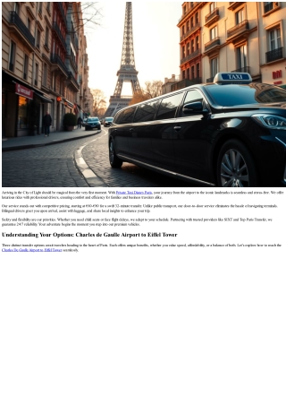 Private Taxi Disney Paris – Your Ride from Charles de Gaulle to Eiffel Tower