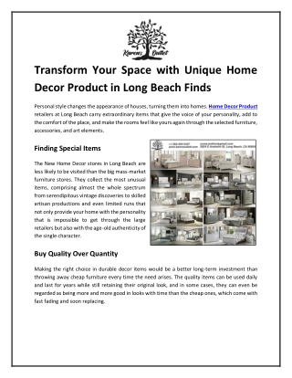 Transform Your Space with Unique Home Decor Product in Long Beach Finds