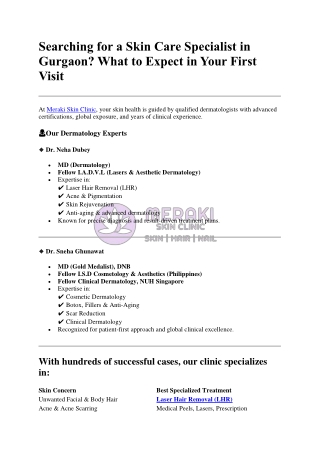Searching for a Skin Care Specialist in Gurgaon-  What to Expect in Your First Visit