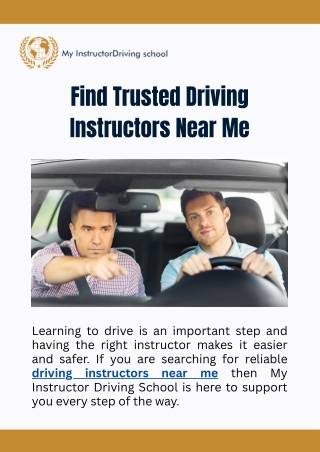 Find Trusted Driving Instructors Near Me