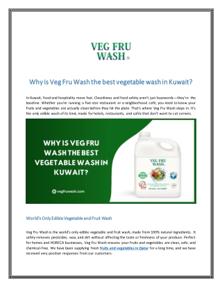 Why is Veg Fru Wash the best vegetable wash in Kuwait