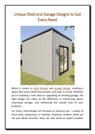 Unique Shed and Garage Designs to Suit Every Need