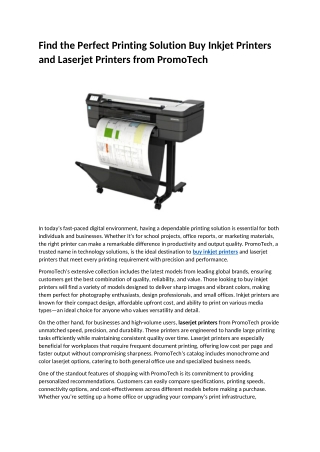 Find the Perfect Printing Solution Buy Inkjet Printers and Laserjet Printers from PromoTech
