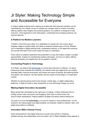 JI Styler_ Making Technology Simple and Accessible for Everyone