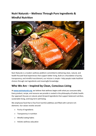 Nutri Naturals – Wellness Through Pure Ingredients & Mindful Nutrition