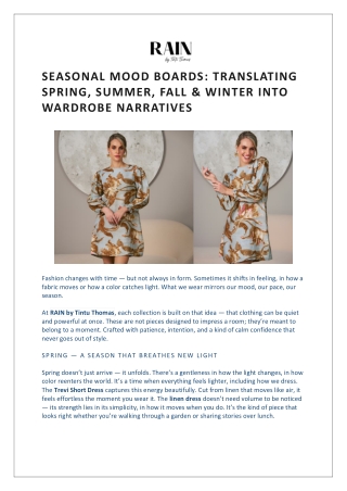 Seasonal Mood Boards: Translating Spring, Summer, Fall & Winter into Wardrobe Narratives