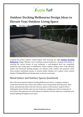 Outdoor Decking Melbourne Design Ideas to Elevate Your Outdoor Living Space