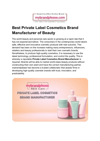 Best Private Label Cosmetics Brand Manufacturer of Beauty