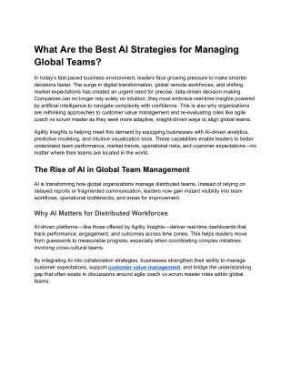 What Are the Best AI Strategies for Managing Global Teams