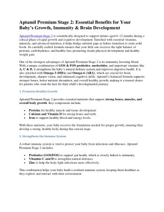 Aptamil Premium Stage 2 Trusted Nutrition for Your Growing Baby