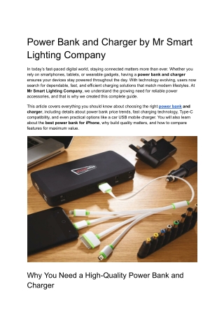 Power Bank and Charger by Mr Smart Lighting Company