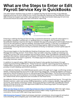 What are the Steps to Enter or Edit Payroll Service Key in QuickBooks