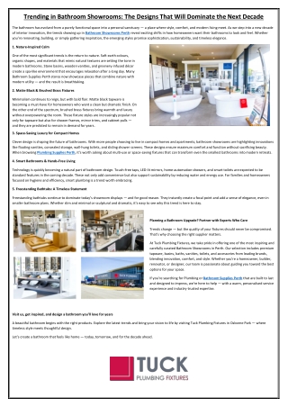 Trending in Bathroom Showrooms The Designs That Will Dominate the Next Decade