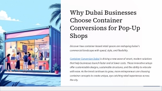 Why Businesses Prefer Container Conversion in Dubai for Pop-Up Shops
